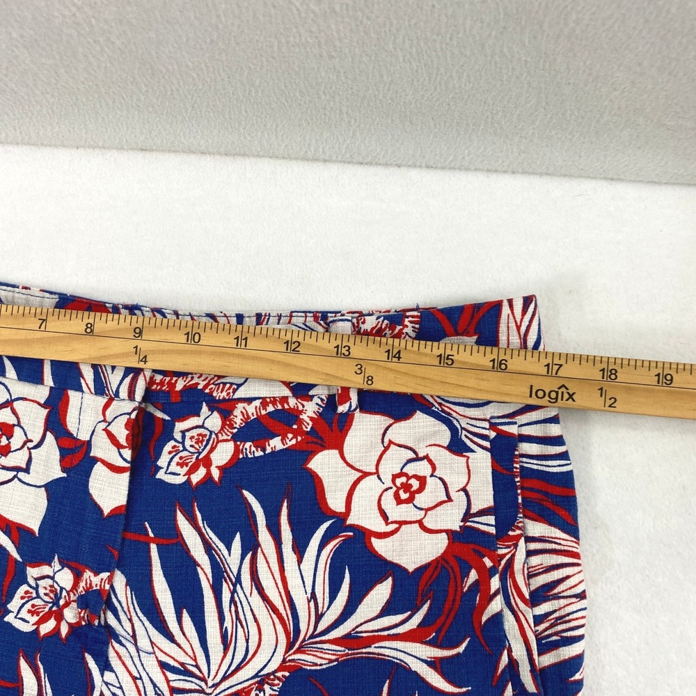 J.Crew Shorts Womens Size 10 Red White Blue Tropical Floral Vacation Resort - Picture 8 of 10
